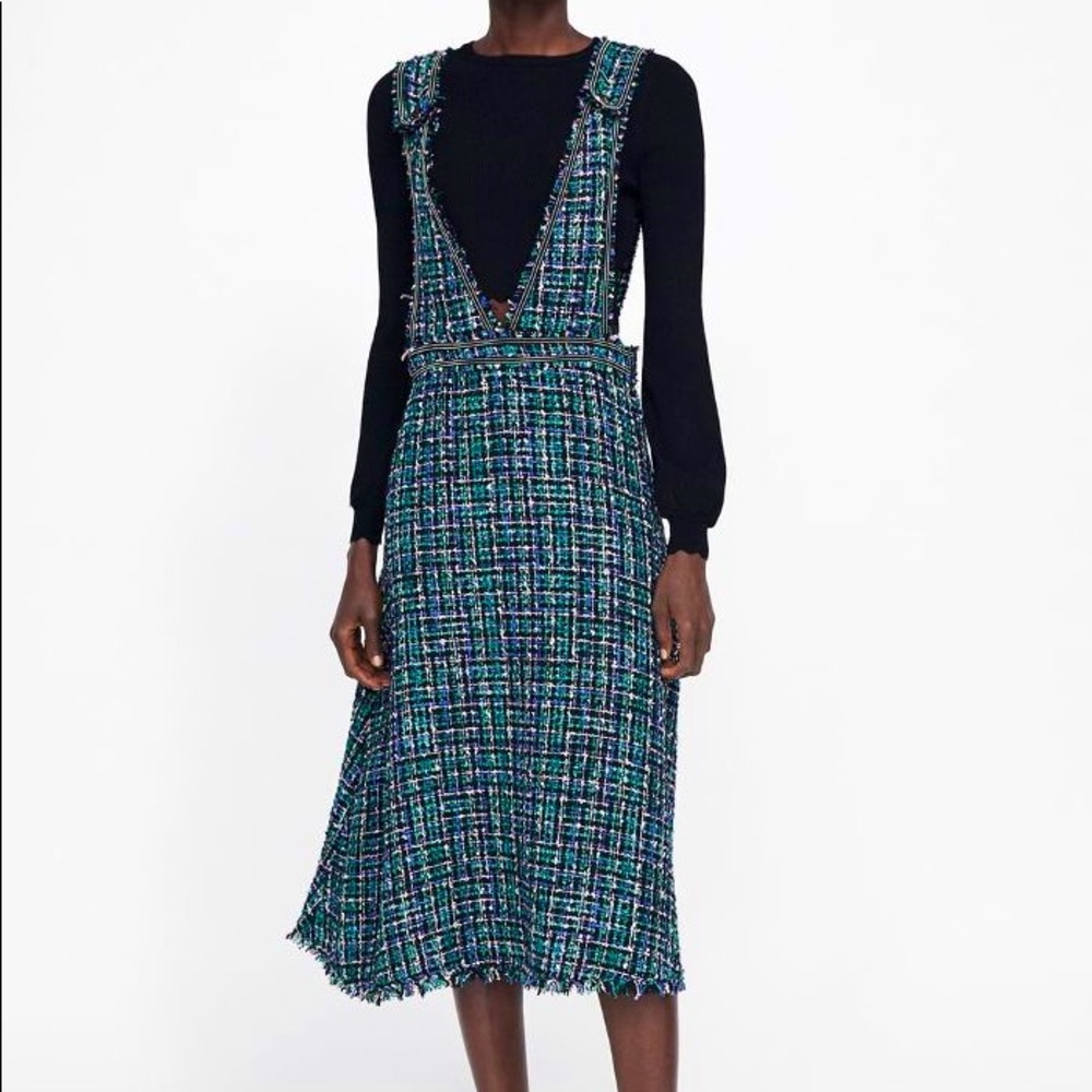 Zara tweed pinafore dress